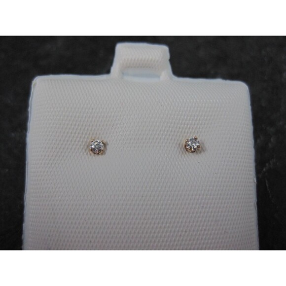 Tiny Vintage 2mm Cz Stud Earrings 14K Gold Filled New Old Stock - Picture 3 of 10